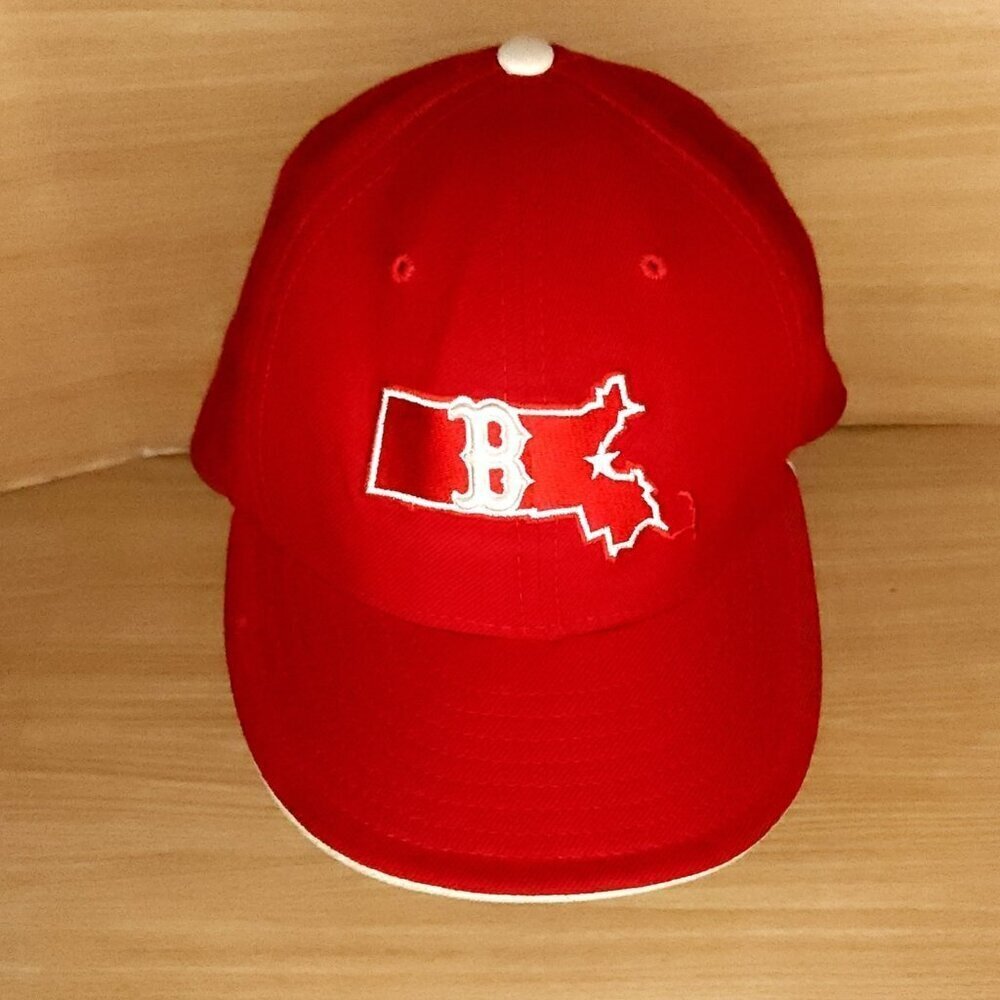 New Era Vintage Boston Red Sox Red White State Logo Embroidered Fitted 7 5/8 Hat